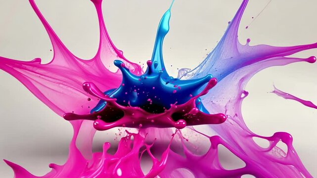 Dynamic Splash of Blue and Pink Paint Creative Fluid Art Journey Showcasing Beauty of Color and Motion
