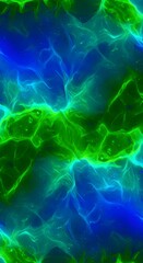 Fototapeta premium Abstract green and blue energy waves background. Futuristic electric plasma effect. Dynamic fluid motion texture for science, technology, or alien concept art