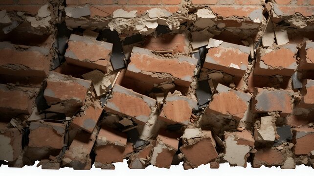 Isolated broken brick texture piece, perfect for vintage, industrial, or grunge design themes