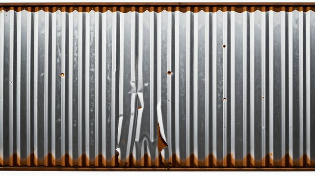Isolated corrugated metal texture cutout, perfect for industrial, modern, or construction design themes