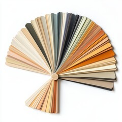 Color palette fan with various shades and tones isolated on white background