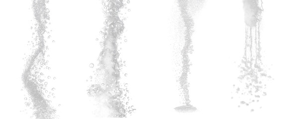 Vertical streams of white soap foam with tiny bubbles, dripping texture on transparent background, ideal for hygiene, skincare product packaging, and cleaning concept design visuals