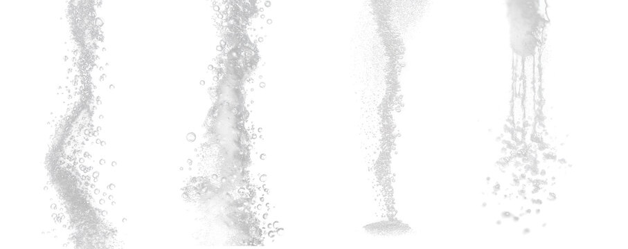 Vertical streams of white soap foam with tiny bubbles, dripping texture on transparent background, ideal for hygiene, skincare product packaging, and cleaning concept design visuals
