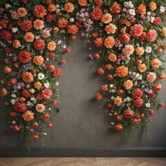 Intricate artificial flower wall, vintage charm  Perfect photo prop ,  autumn,  wedding