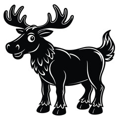 Fototapeta premium Cute Cartoon Moose Illustration, Friendly Forest Animal Design
