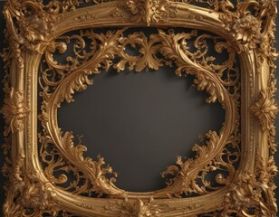 Intricate gold filigree frame with swirling acanthus leaves and ornate corners ,  template,  texture,  paisley