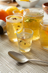 A view of the preparation of a hot toddy drink.