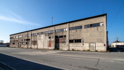 Obraz premium Abandoned Industrial Building with Concrete Wall in Urban Setting