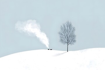 Winter Solstice, Rural Snow Scenery, Cooking Smoke