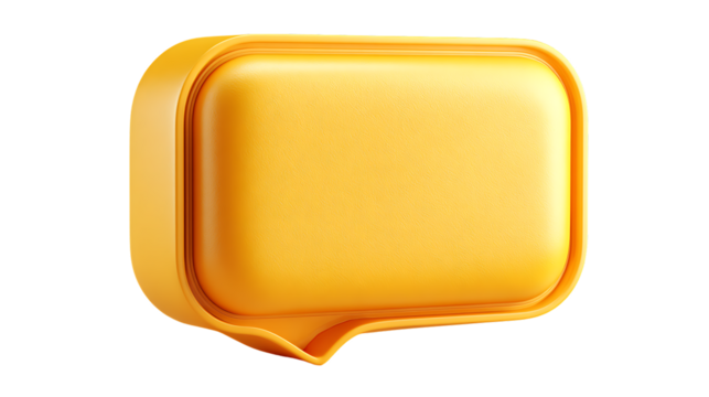 3D Render of a Yellow Speech Bubble Blank Text Box Communication Icon Chat Message Design A