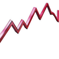 Abstract red 3d arrow growth chart financial success business data rise on transparent background
