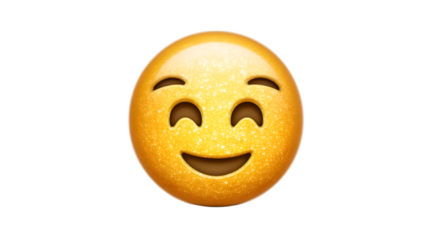 A cheerful emoji with a sparkling smile perfect for expressing joy and positivity in digital c