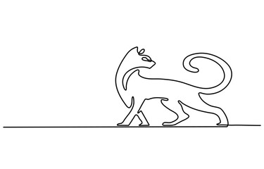 Vector illustration of cute cat continuous one line drawing