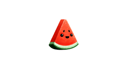 A cheerful slice of watermelon with a cute face perfect for summer designs and foodrelated co
