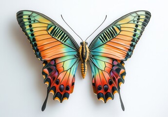 Vibrant and Colorful Butterfly Isolated on Solid Background Capturing Nature's Beauty and Intricacies of Wing Patterns for Artistic and Educational Use