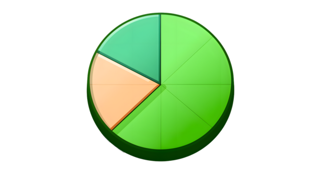 Professional Pie Chart Icon in Flat Vector Illustration Style for Business Presentations