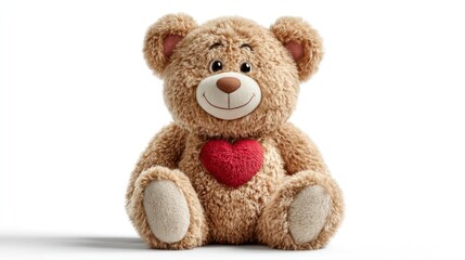 Obraz premium Adorable Teddy Bear Holding a Red Heart Perfect for Valentines Day Love and Affection Theme
