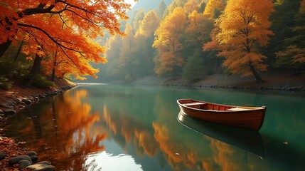 Autumn Reflections: A Peaceful Lake Scene