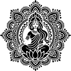 sketch vector illustration silhouette design icon logo symbol character god goddess world puppetry with classic ethnic details vintage traditional