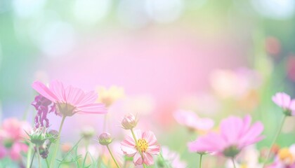 Soft Pastel Blooming Flowers in Gentle Nature Setting