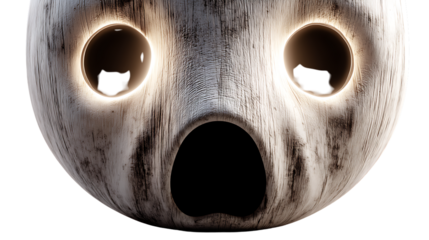 Abstract 3D Render of a Glowing Wooden Mask Spooky Halloween Surreal Art Digital Illustrati