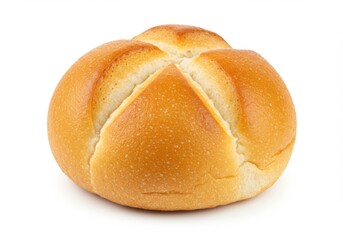 A single kaiser roll isolated on white background