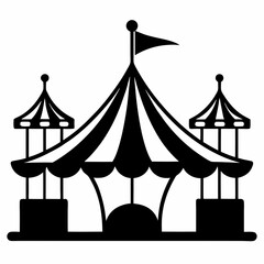 Carnival Ride Silhouette Vector Set: Black Line Art Amusement Park Illustrations for Creative Use