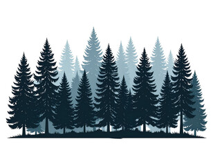 Obraz premium Dense Evergreen Forest Scene with Layers of Dark Green Trees