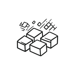 Obraz premium Hand Drawn Cubes Isometric Shape Design on Transparent Background
