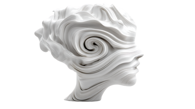 Abstract Sculpture of a Human Head with Flowing Lines and Swirls Modern Art Design Creative D