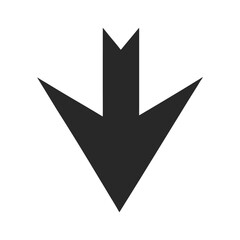 Down Arrowhead Silhouette Graphic On White