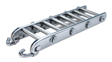 Ladder of progress: An isolated top-down shot, showcasing the intricate details of a metallic ladder structure, symbolizing growth and climbing. 