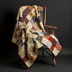 Autumn patchwork quilt draped over chair
