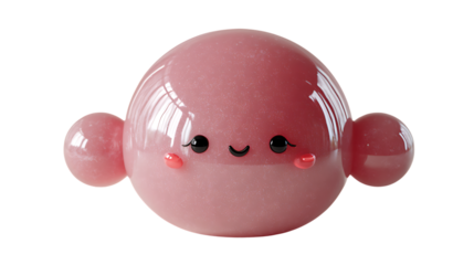 Adorable Pink Blob Character with Sparkling Surface and Expressive Eyes