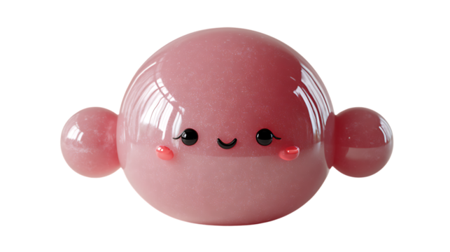 Adorable Pink Blob Character with Sparkling Surface and Expressive Eyes