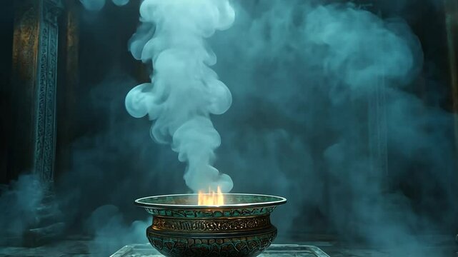 Mystic Flame in an Ancient Chamber Creates an Ethereal Atmosphere