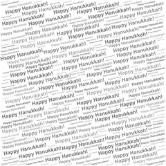 Obraz premium Repeating word cloud with Happy Hanukkah, themed for Jewish festival of lights, suitable for traditional and religious visuals.