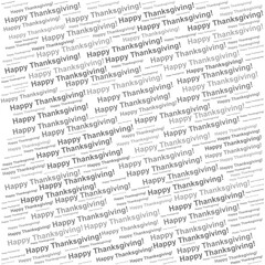Word cloud featuring Happy Thanksgiving, ideal for autumn, gratitude, and family-centered holiday visuals.