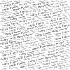 Fototapeta premium Word cloud with Happy Purim repeated, themed for Jewish joyful festival, costume parties, and celebration.