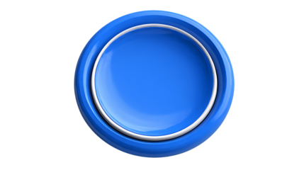 Blue Circular Button with Glossy Finish and White Border Ideal for User Interface Design Web
