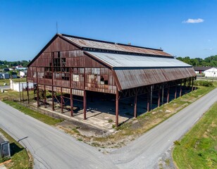Abandoned Industrial Warehouse with Rustic Structure and Open Space