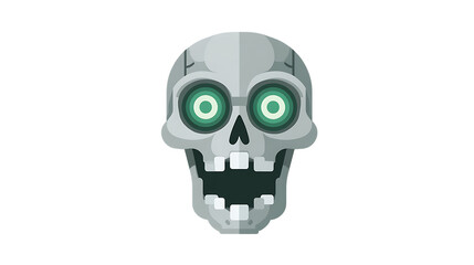 Fototapeta premium Cartoon Skull Halloween Smiling Green Eyes Festive Illustration Design Element