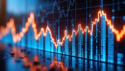 Dynamic financial data visualization on a screen.