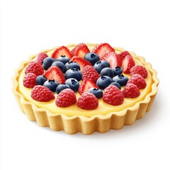 A creamy fruit tart with a buttery shortbread crust, filled with a silky lemon curd 