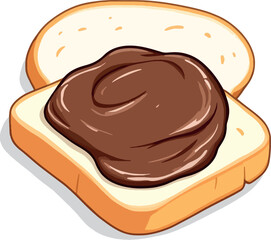 Vsai slice of white bread with chocolate cream spread on top