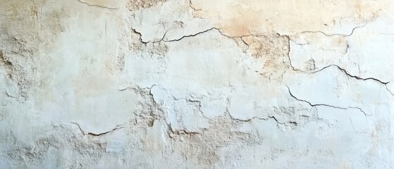 Obraz premium Cracked Weathered Wall With Muted Beige And Light Gray Tones Rough Uneven Texture Highlighting Age Wear And Rustic Vintage Vibe 