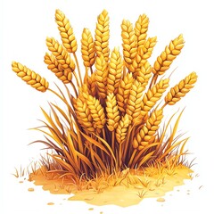 Golden wheat stalks stand tall, bathed in sunlight, a symbol of harvest and abundance. The scene evokes feelings of warmth and prosperity.