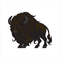 Fototapeta premium Fantasy Bison Beast — Full-Body Black and White Line Art Illustration
