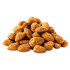 Delicious brown sugar coated peanuts sweet snack food photography pile on transparent background
