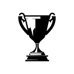 Stylized Black and White Trophy Illustration for Achievement Recognition